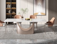Ensemble de table et chaises de salle à manger en pierre frittée et acier inoxydable, design italien moderne et luxueux, pour hôtel, villa, taille personnalisable