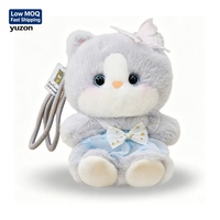 Porte-clés en peluche chat mignon personnalisé avec robe en mousseline et pince papillon, poupée chaton en peluche, cadeaux promotionnels pour événements, chat moelleux