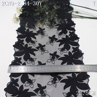 Fleur personnalisée avec broderie en dentelle satinée, garniture en dentelle Oeko Tex 23 cm, tissu en dentelle noire brodée de luxe pour lingerie haut de gamme