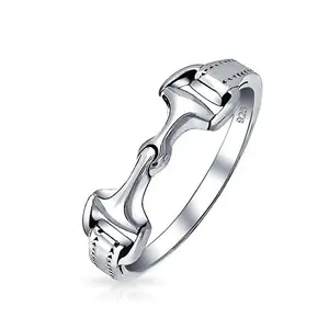 Custom 925 sterling silver classic fashion jewelry eternity equestrian rings double horseshoe band ring in silver for women