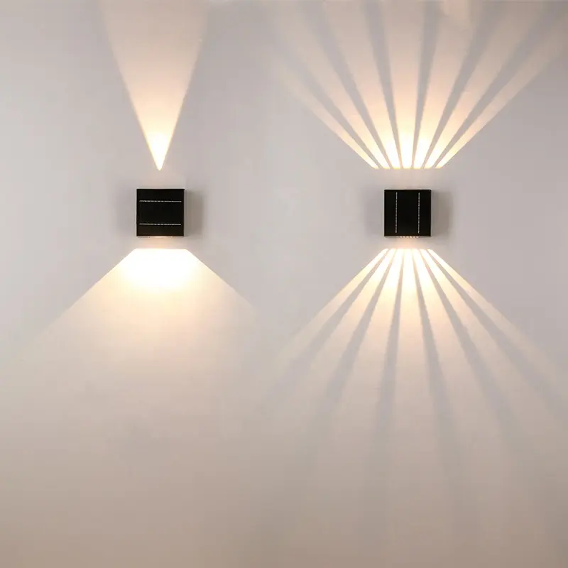 Luzes LED de parede para exterior à prova d'água, movidas a energia solar, para cima e para baixo