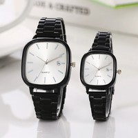 Montre de couple 2 pièces/ensemble, montre carrée tendance pour homme, montre à quartz analogique, montres de travail pour homme, cadeau, reloj hombre, sans boîte