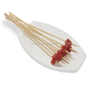 Pabrik grosir ukuran biodegradable disesuaikan tusuk sate BBQ bambu bulat