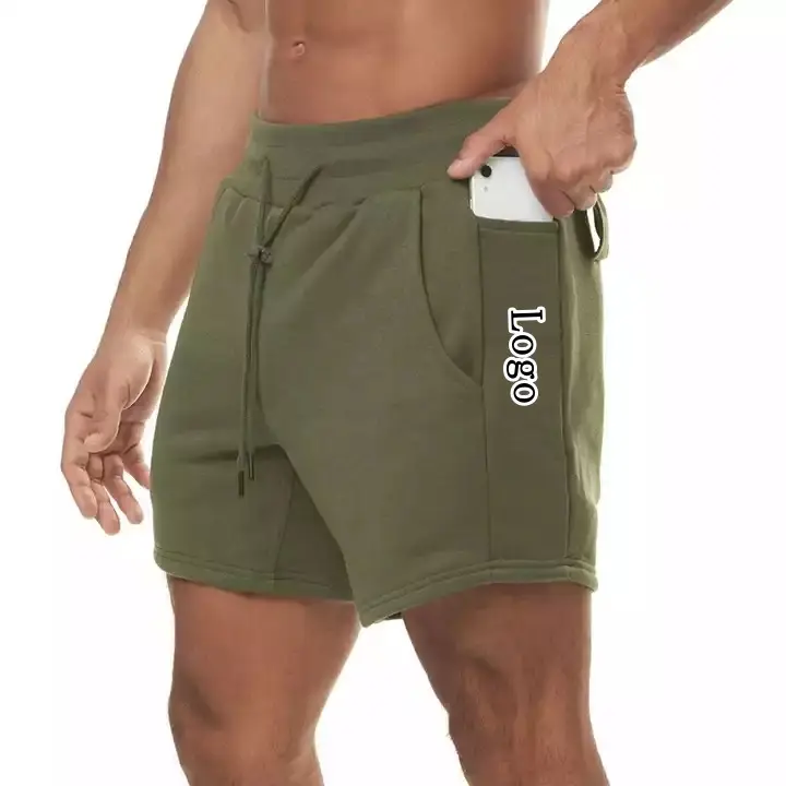 OEM Mens Running Training Wear Gym Shorts With Pockets Custom Logo Cotton Jogger Sports Shorts Fitness Yoga Short Pants For Men