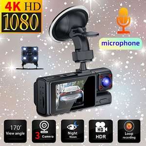 Cámara de Coche DVR de <span class=keywords><strong>2</strong></span> Pulgadas con 3 Cámaras, Full HD 1080P, Visión Nocturna, Grabador de Video con GPS, Cámara Trasera, Compatible con MicroSD - Product Image 5