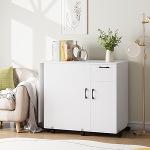 Pequeña Estación de artesanía plegable, <span class=keywords><strong>armario</strong></span> de costura bloqueable con ruedas, cajón deslizante, mesa de costura con almacenamiento para dormitorio - Product Image 4