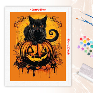 CHENISTORY Halloween Image Par Numéro Pour Adultes Kits Peinture Par Numéro <span class=keywords><strong>Chat</strong></span> Diy <span class=keywords><strong>Dessin</strong></span> Sur Toile Cadeau Unique Décoration de La Maison - Product Image 4