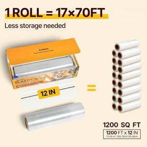 Film alimentaire en plastique avec coupeur coulissant amovible, rouleau de film transparent de qualité alimentaire, épais, résistant et durable - Product Image 5