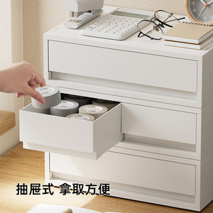 Japanese-style desktop organizer for cosmetics, documents, and household items; multi-compartment, dustproof <b>drawer</b>. - Product Image 4