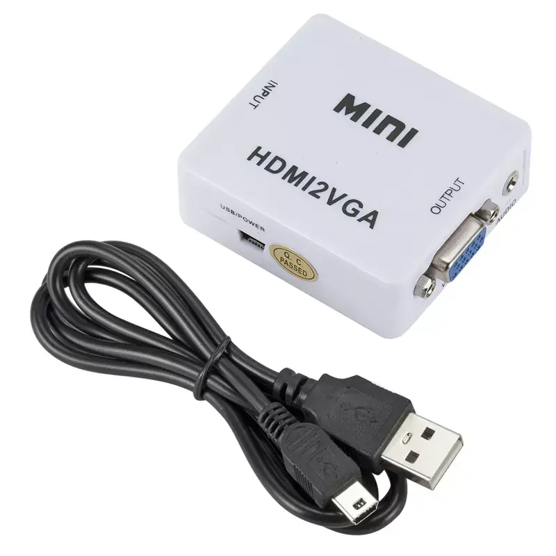 Mini VGA Para HD Conversor 3.5 Áudio 1080p HDTV para VGA Adaptador HD2VGA Áudio Vídeo Adaptador Para Xbox DVD PS3 Projetor Conversor Caixa
