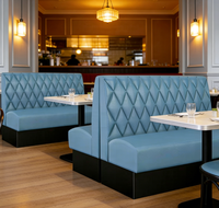Luxuriöse Gastronomie-Möbel: Diamant-Gestepptes Leder-Sitzbank-Set mit Tisch und Stühlen für Buffet, Restaurant und Café