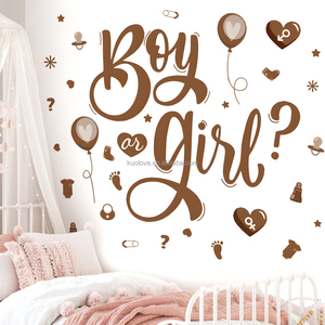 Ragazzo o ragazza Slogan inglese oro adesivi <span class=keywords><strong>murali</strong></span> Baby Room bambino rivelare festa decorazione carta da parati autoadesiva PVC adesivi <span class=keywords><strong>murali</strong></span> - Product Image 3