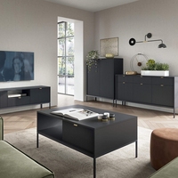Table d'appoint moderne gris foncé avec tiroir |   Table d'appoint en bois stratifié avec pieds en acier |   Table de chevet de qualité supérieure écologique