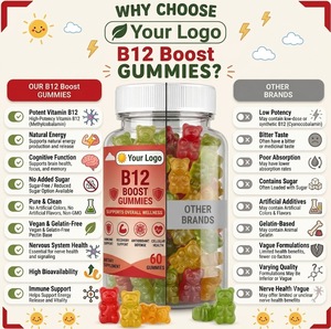 Gummies B12 Boost, saveur fruitée, véganes, sans gélatine, sans colorants ni arômes artificiels, marque privée - Product Image 3