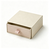 Boîte en carton vide de luxe de couleur rose pêche, avec logo personnalisé, style tiroir, pour l'emballage de cosmétiques, de parfums, de bijoux et de bagues