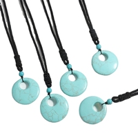 Collier Amulette en Pierre Naturelle Chakra de 40 mm, Cristaux de Guérison, Breloque Donut Porte-Bonheur pour Hommes et Femmes, Idéal pour les Fêtes
