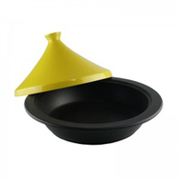 Tajine en fonte émaillée pour cuisine orientale marocaine, avec couvercle conique en céramique
