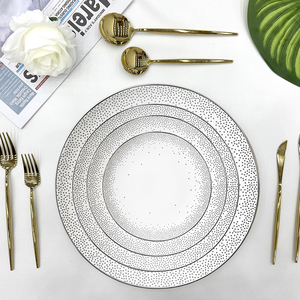 Sustainable Luxury Wedding Dinner <b>Set</b> Silver Decoration Porcelain Plates and Charger Plates <b>for</b> Home or Restaurant Use - Product Image 1