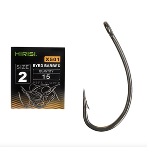 <span class=keywords><strong>HIrisi</strong></span> hameçons de pêche revêtus de PTFE en acier inoxydable à haute teneur en carbone hameçon barbelé avec des accessoires de pêche à la carpe oeil X501 - Product Image 1