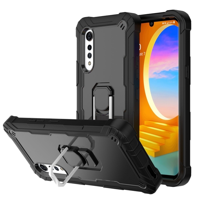 Mobile Accessories Phone Cover for LG Velvet PC + Rubber 3-layer Shockproof Protective Case with Rotating Holder
