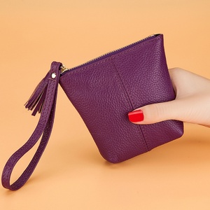 Boshiho Customized Genuine Lychee Pattern Leather Coin Pouch Slim Leather Coin Wallet <b>Small</b> Card Holder - Product Image 5