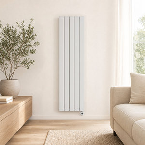 <span class=keywords><strong>Radiateur</strong></span> électrique vertical blanc mural à panneau plat avec thermostat pour chambre à coucher - Product Image 1