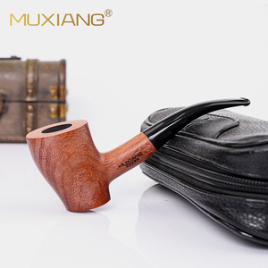 Muxiang Wooden Tobacco Pipe Bent Type 9mm Carbon Filter Handmade Rosewood Smoking Pipe For Personal Gift - Product Image 1