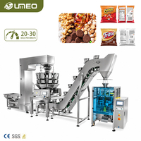 Machine d'emballage automatique multi-têtes avec peseuse, élévateur pneumatique de haute précision et emballage de sachets à scellage arrière pour produits fragiles