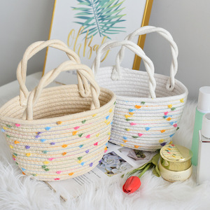 Bolso de Mano de Algodón con Pompones Coloridos, Bolso de Hombro para Mujer, Moda Diaria, Primavera 2023 - Product Image 2
