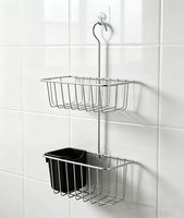 Verchroomde dubbeldeks hangende draadmanden met haakopbergrek met ijzeren frame PP voor zwaar gebruik in de keuken of badkamer