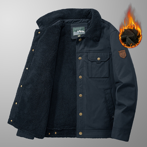 Giacca da Uomo Autunno Inverno in Stile Americano, Abbigliamento Sportivo Casual Antivento da Esterno, Spessa e Calda in Pile con Finitura in Tela - Product Image 3