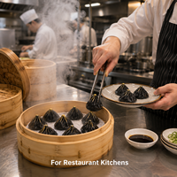 Xiaolongbao Rasa Lada Hitam 25g Pangsit Beku Siap Saji 12 Buah/Kemasan Daging Nabati Umur Simpan 12 Bulan untuk Grosir