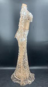 Robe <span class=keywords><strong>de</strong></span> soirée d'été pour femme, longue, transparente, à sequins, manches longues, en maille, élégante, pour fête d'anniversaire, robe <span class=keywords><strong>de</strong></span> mère <span class=keywords><strong>de</strong></span> la mariée - Product Image 2