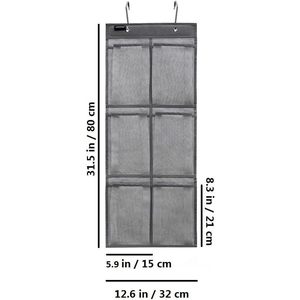 Organisateur de chaussures suspendu pour placard, 12 poches en maille, rangement pour chaussures à suspendre sur la porte, gris - Product Image 6