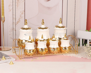 2025 vương miện Lip <span class=keywords><strong>Canister</strong></span> gốm Hoàng Gia đồ dùng nhà bếp với vàng trang trí cho bộ đồ ăn và đồ gia dụng <span class=keywords><strong>High</strong></span> <span class=keywords><strong>End</strong></span> Lip <span class=keywords><strong>Canister</strong></span> Set - Product Image 4