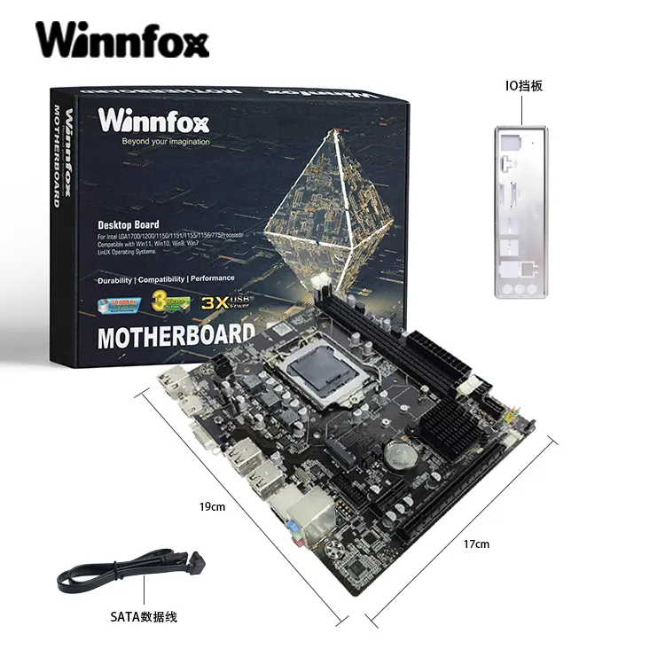 Winnfox motherboard h61, dengan soket 1155 ddr3 usb 2.0 H61 mendukung prosesor Intel i3 i5 i7