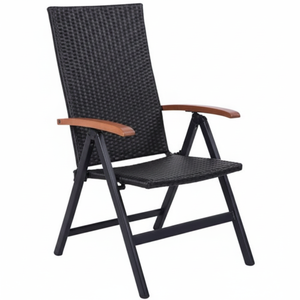 Chaise inclinable pliante en aluminium réglable avec accoudoirs en rotin pour patio et plage - Product Image 2