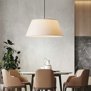 Luminaire suspendu en tissu de style japonais Wabi Sabi, rond, blanc, E27 LED, pour restaurant, bureau, chambre, salon, salon de thé, inspiration zen - Product Image 2