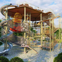 Ensemble d'équipements de jeux d'extérieur pour enfants, personnalisé, sur le thème vert militaire, pour parcs et complexes hôteliers, avec toboggan tubulaire en spirale et balançoire