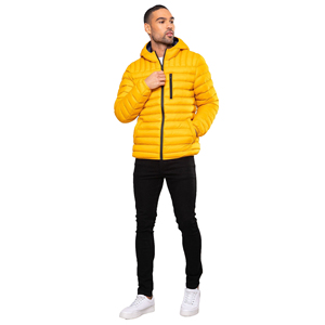 Men Quilted Puffer Jacket Stand Collar Zip Up Casual Winter <b>Coat</b> With Hood <b>Padded</b> Outerwear OEM Custom Logo - Product Image 1