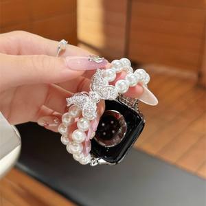 <span class=keywords><strong>Bracelet</strong></span> de luxe en perles et papillons pour <span class=keywords><strong>Apple</strong></span> <span class=keywords><strong>Watch</strong></span> Series 11 SE, <span class=keywords><strong>bracelet</strong></span> de bijoux perlé pour iWatch 41mm 45mm 49mm, <span class=keywords><strong>bracelet</strong></span> de mariage pour femme - Product Image 6