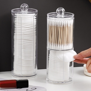 Caja de almacenamiento de bastoncillos de algodón, tarro de baño, joyería de maquillaje, contenedor vacío con tapa transparente, tarro de almacenamiento para el hogar - Product Image 2