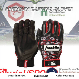 Gants de frappe de baseball et de softball de haute qualité, 100% polyester, fermeture à boucle et crochet, pour gaucher, respirants - Product Image 4