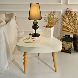 INNOVA Home Living Room Modern European Design <b>White</b> Solid Wood Decorative Side <b>Coffee</b> <b>Table</b> with 3 Legs - Product Image 2