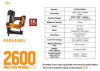 Cloueuse électrique sans fil Freeman 2800 avec chargeur de batterie, approuvée CE, sans balais