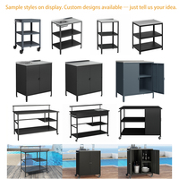 Table de préparation BBQ en gros pour usine, chariot de rangement pour barbecue extérieur, étagère et armoire, îlot de cuisine extérieur, table d'appoint, chariot de bar