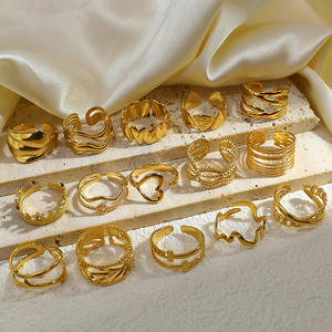 Anillos de Moda Chapados en Oro, Diseño Abierto, Forma Geométrica, Joyería de Fiesta para Mujer, Círculos Irregulares, Patrón de Corazón, Origen Yiwu - Product Image 1