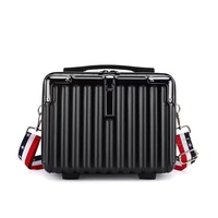 Valise de maquillage rétro en PVC de 14 pouces, mini valise à roulettes unidirectionnelles, boîte cadeau, organiseur de voyage, sac cosmétique