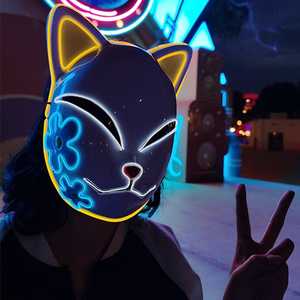 Halloween Glow LED <span class=keywords><strong>Cat</strong></span> Face Mask per le donne Halloween Anime Cosplay maschere per l'illuminazione della festa di natale - Product Image 5