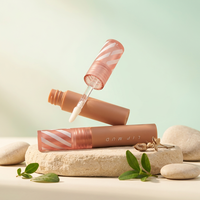 Tube de gloss à lèvres rond mat personnalisé de 2,5 ml, conteneur vide pour rouge à lèvres liquide, emballage cosmétique avec capuchon transparent rayé